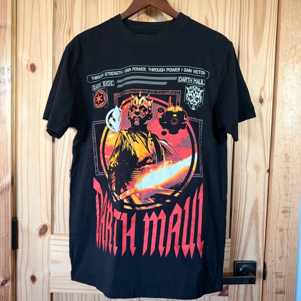 Star Wars Darth Maul Mad Engine Black Graphic T-Shirt Mens Medium Sith Code